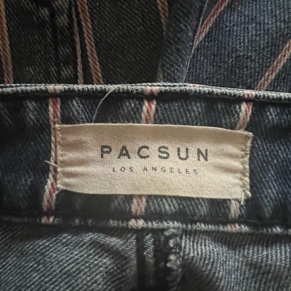 Jean shorts by Pacsun size 24 blue with red and white stripes - Picture 3 of 4
